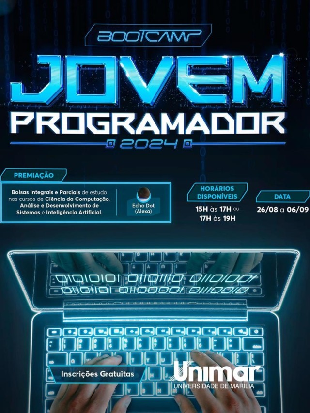 Unimar abre inscrições ao Bootcamp Jovem Programador 2024: gratuito