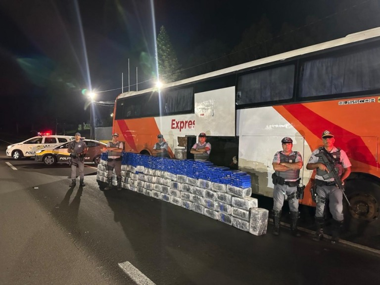 Fiscalização em Prudente apreende 1.500kg de maconha em ônibus do Paraguai