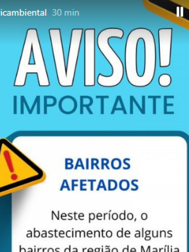 Empresa anuncia reparos e risco de falta de água na zona sul de Marília